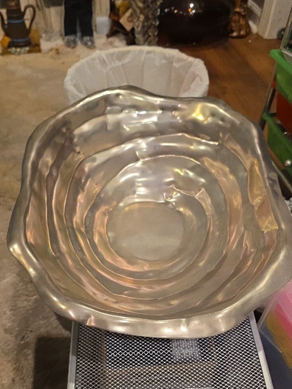 Lenox Hammered Metallic Silver Tone Decorative Serving Bowl